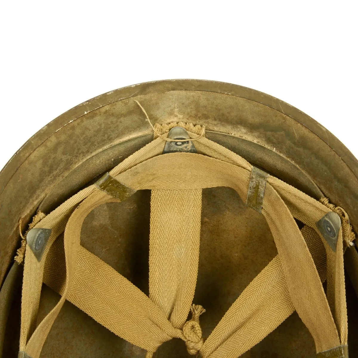 Original U.S. WWII USAAF Bomber Crew M3 Steel FLAK Helmet - Complete Rigging