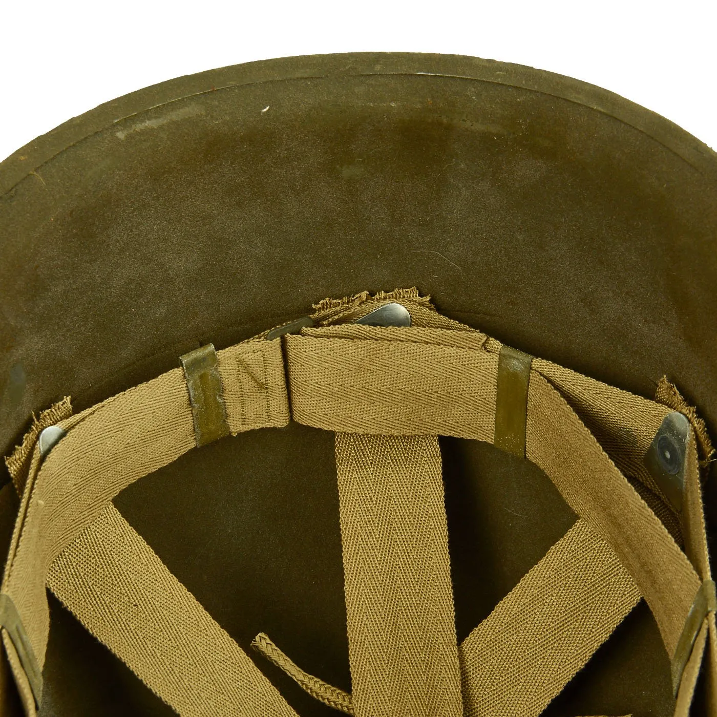 Original U.S. WWII USAAF Bomber Crew M3 Steel FLAK Helmet with Flocked Paint - Complete