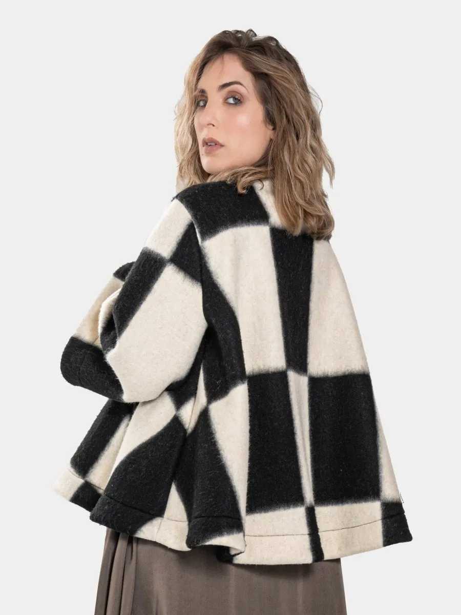 Printed Flared Crop Coat
