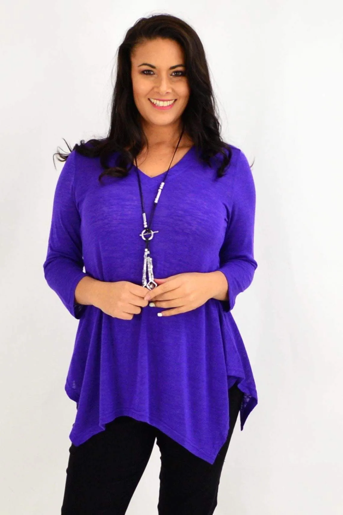 Purple Vee Tunic Top
