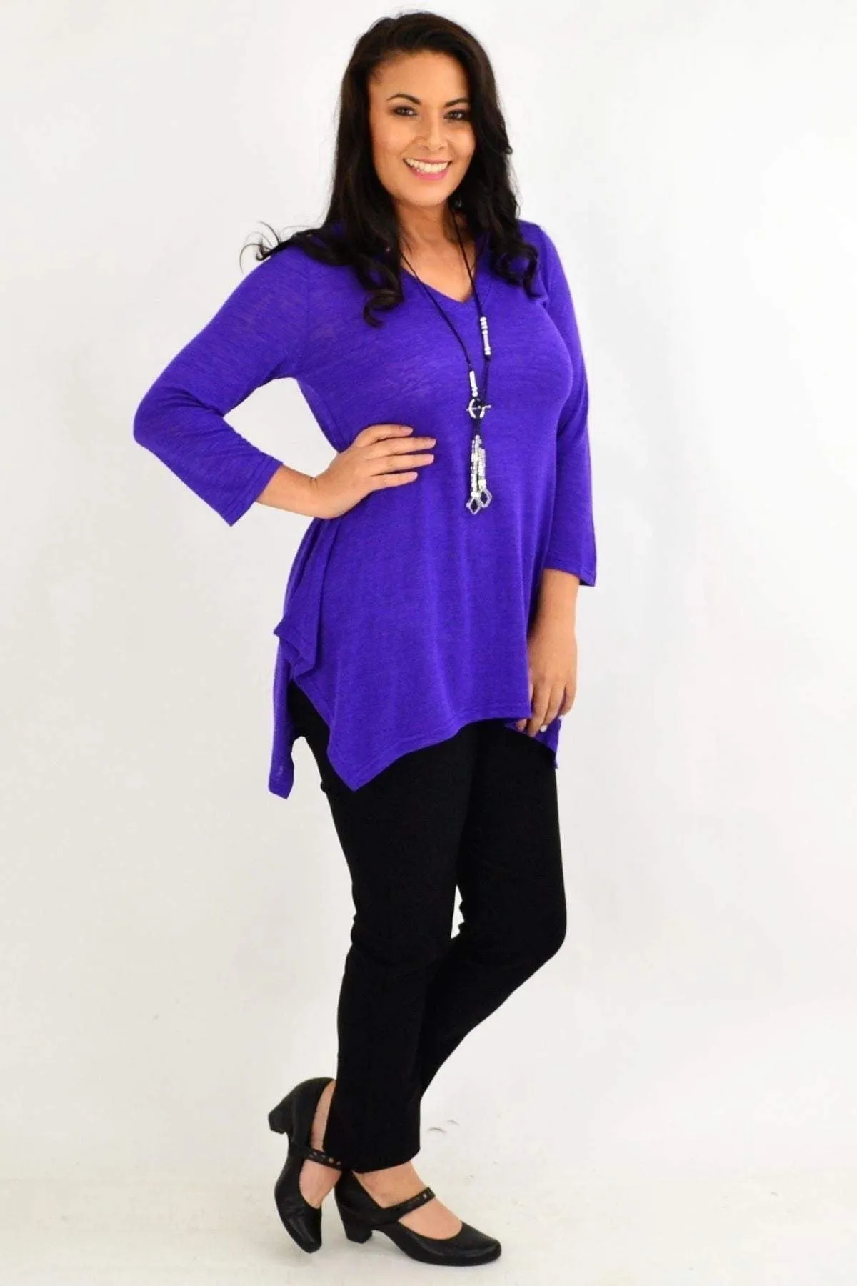 Purple Vee Tunic Top