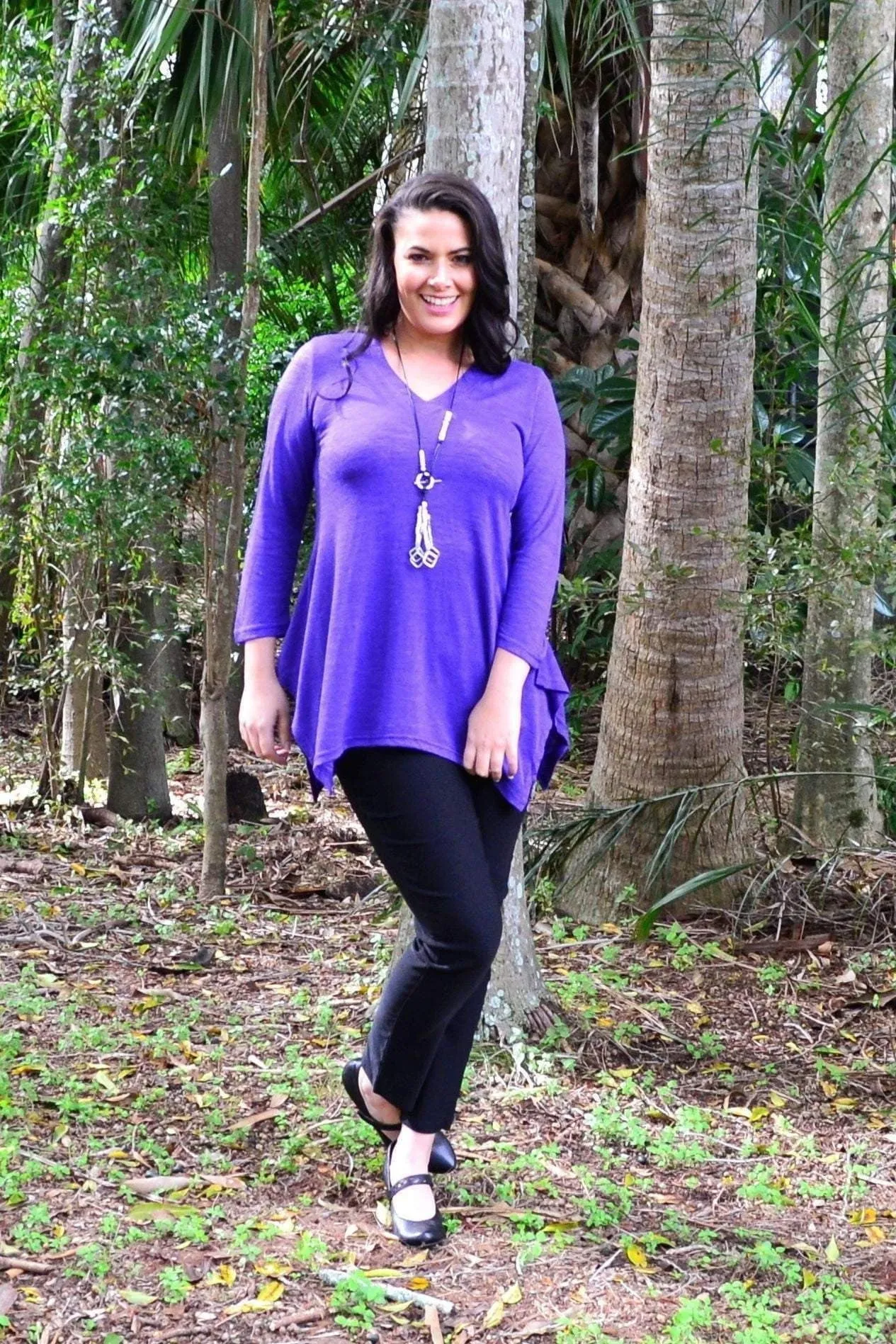 Purple Vee Tunic Top