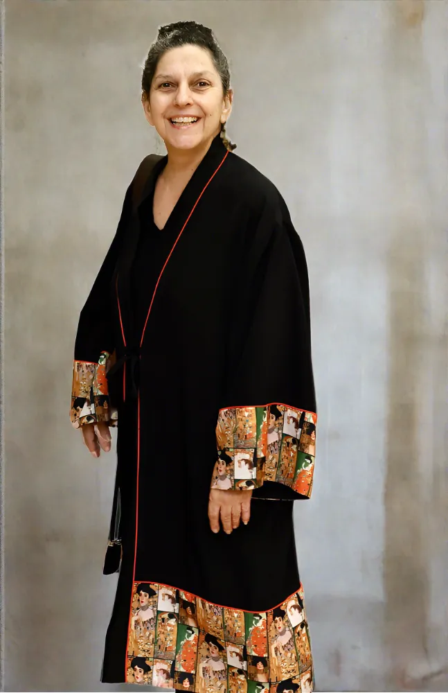 "City Slicker" Reimagined Vintage Kimono - Kimono Zulu Artist Collaboration with Judy Masliyah