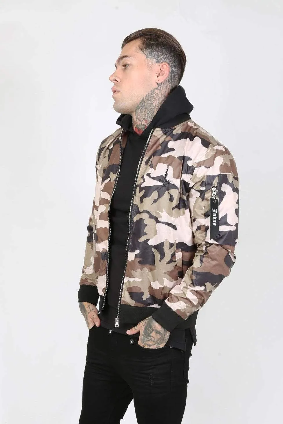 Raid Cam Nylon Men's Bomber Jacket - Camouflage