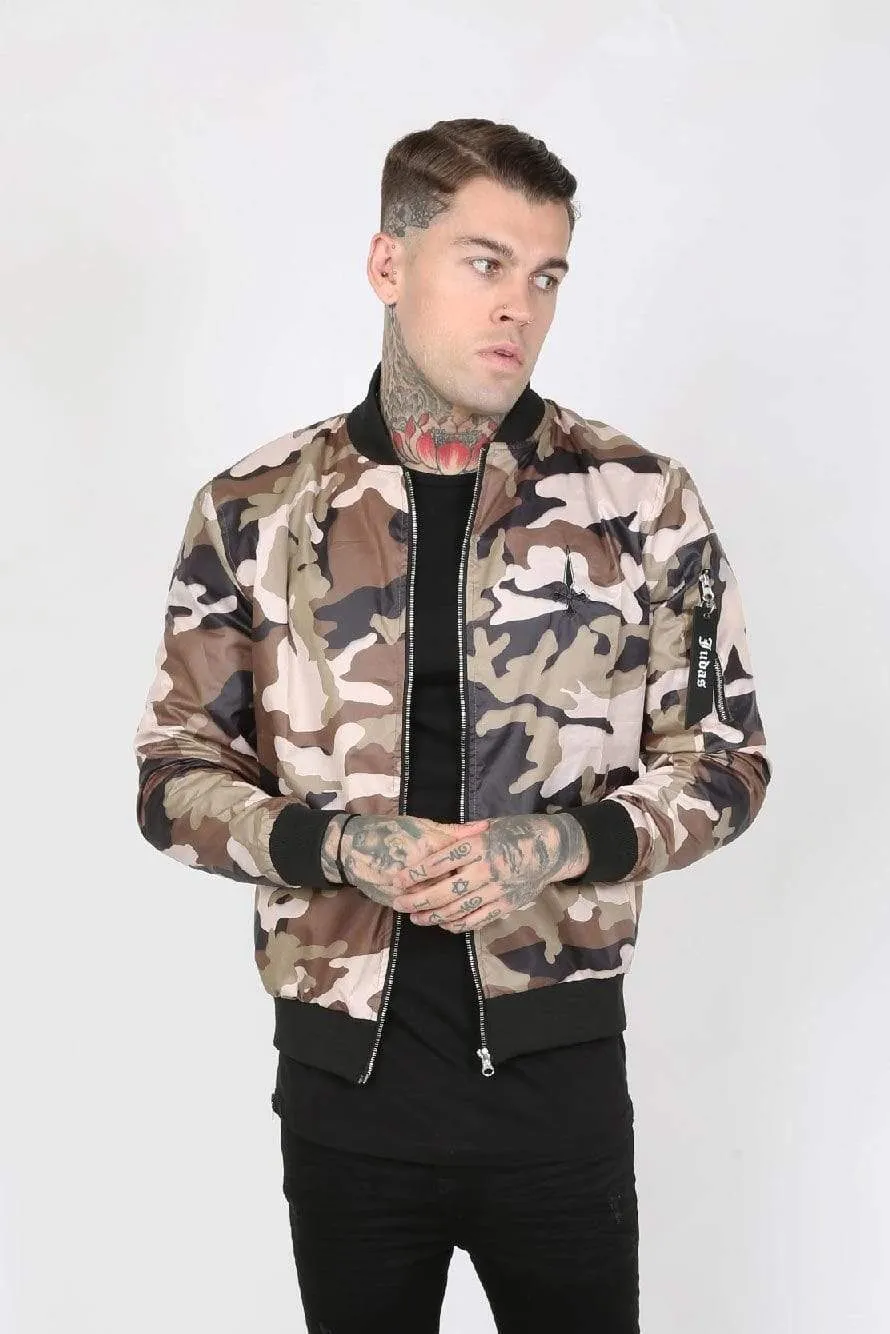 Raid Cam Nylon Men's Bomber Jacket - Camouflage