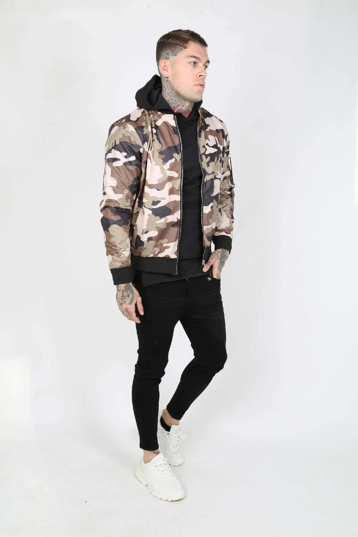Raid Cam Nylon Men's Bomber Jacket - Camouflage