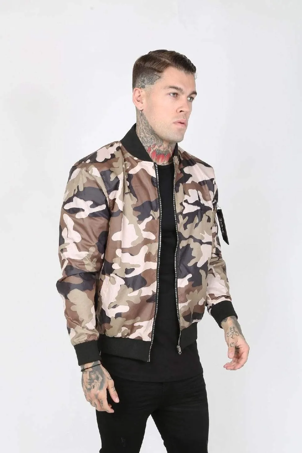 Raid Cam Nylon Men's Bomber Jacket - Camouflage