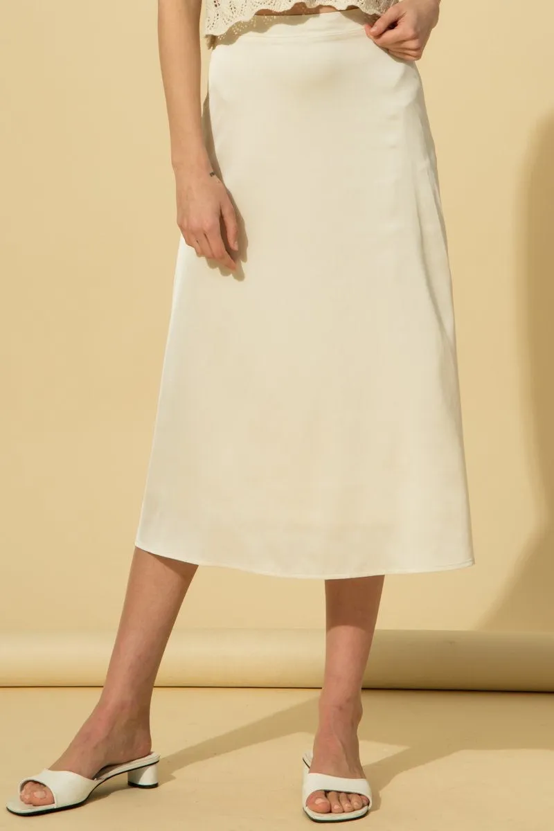 Satin Slight A Midi Skirt