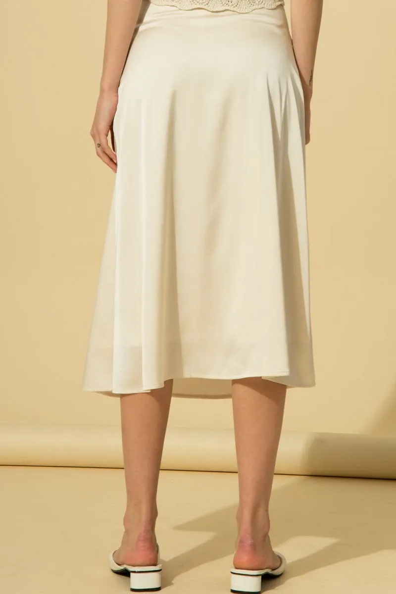 Satin Slight A Midi Skirt
