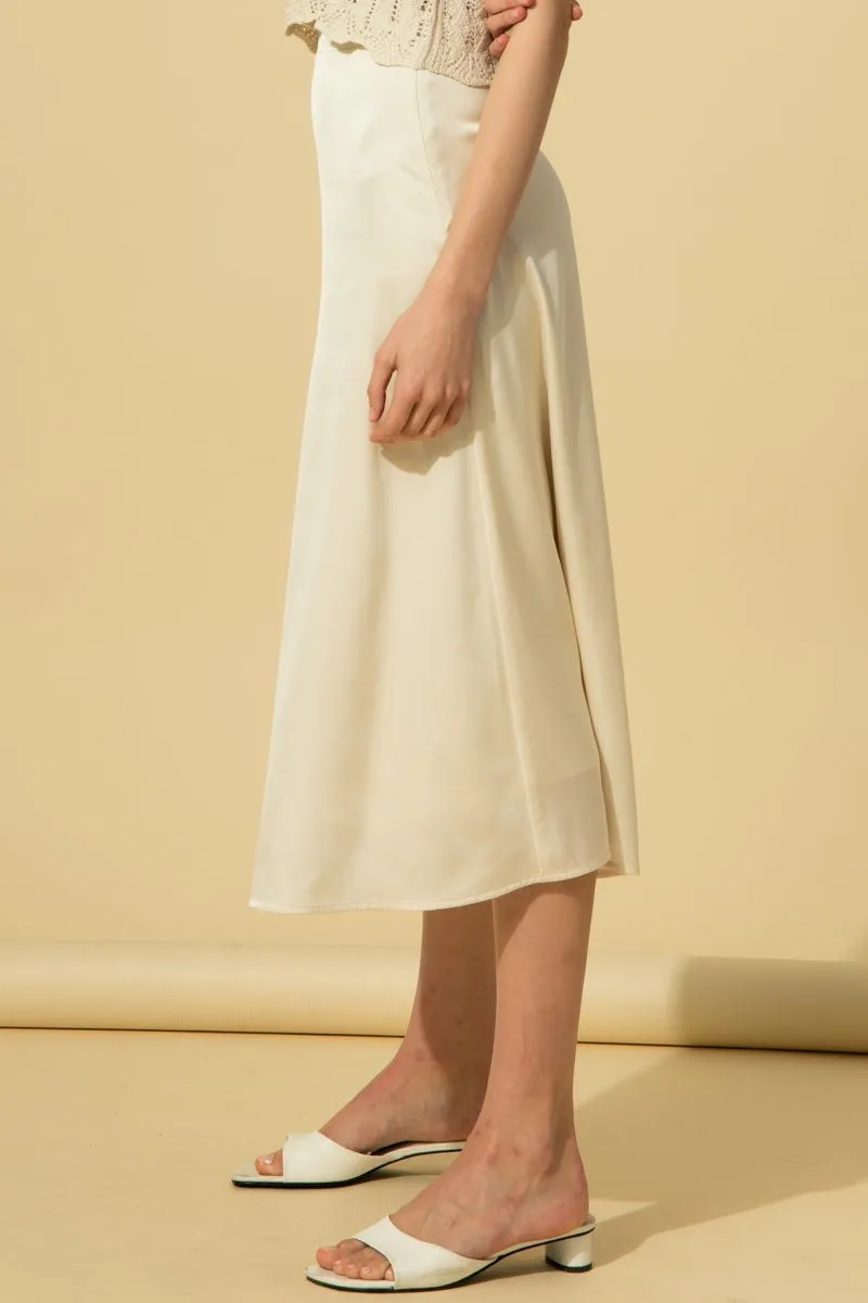 Satin Slight A Midi Skirt