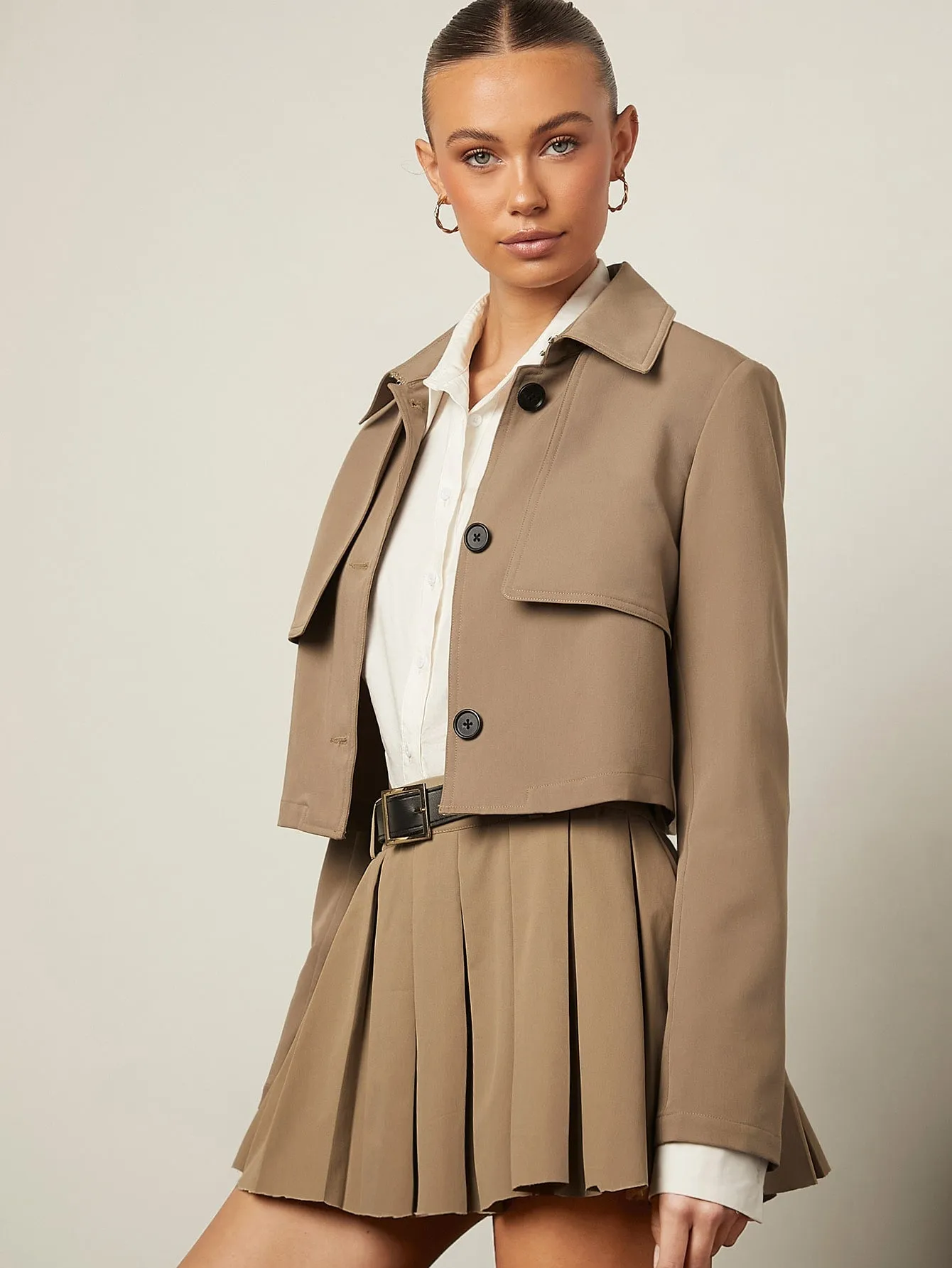 Single Breasted Crop Trench Coat