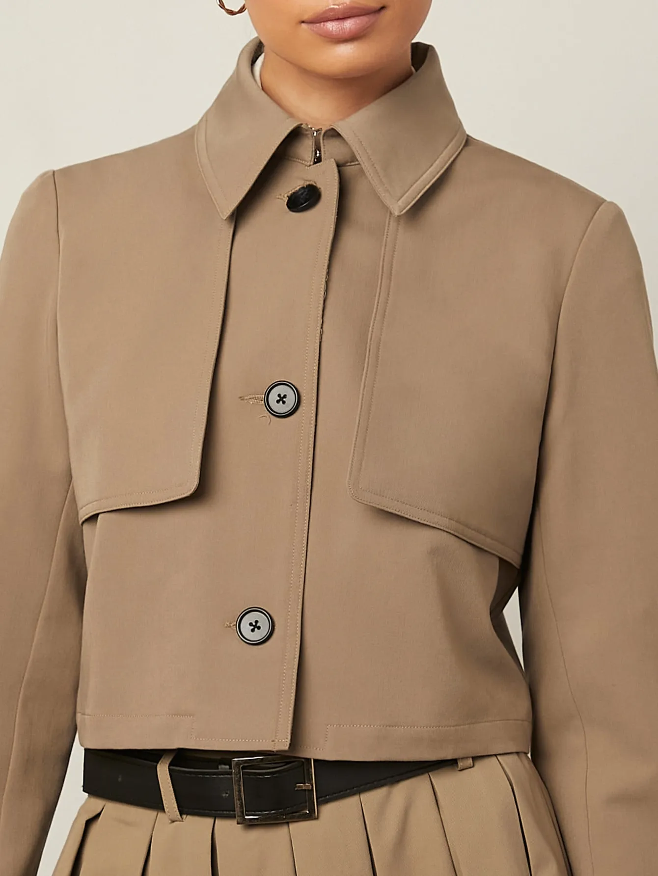 Single Breasted Crop Trench Coat