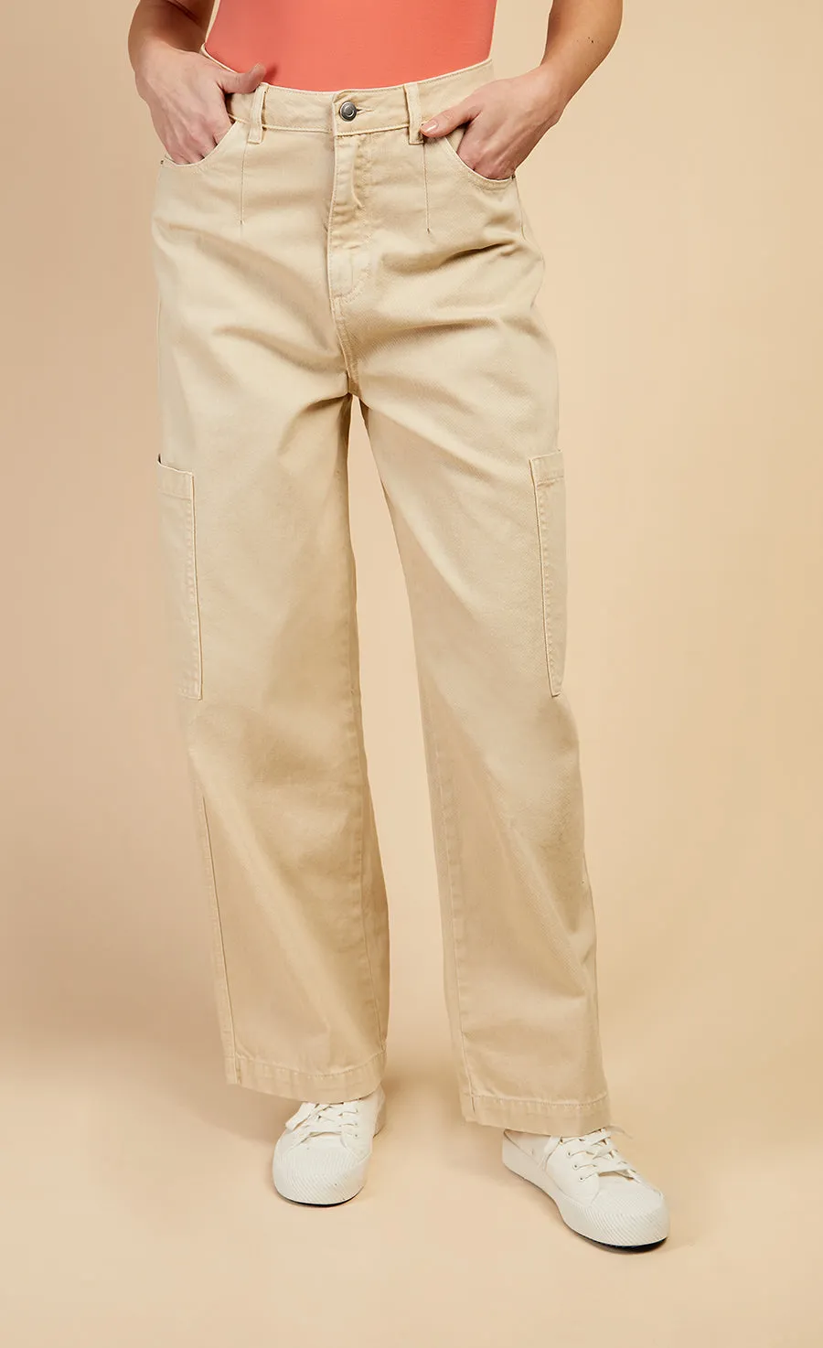 Stone Cargo Denim Jeans by Vogue Williams