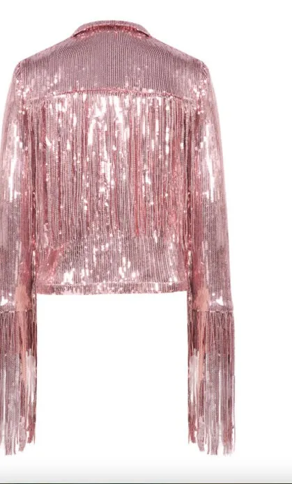 Tassel Sequin Jacket with Fringe Sleeves Cowgirl Festival Outfit Bride Disco Costume
