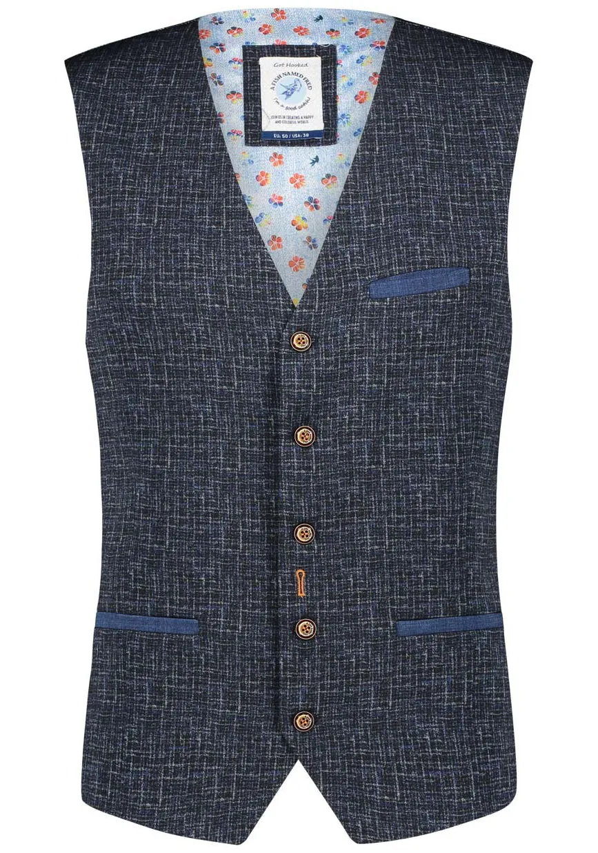 Travel Structure Printed Blue Waistcoat