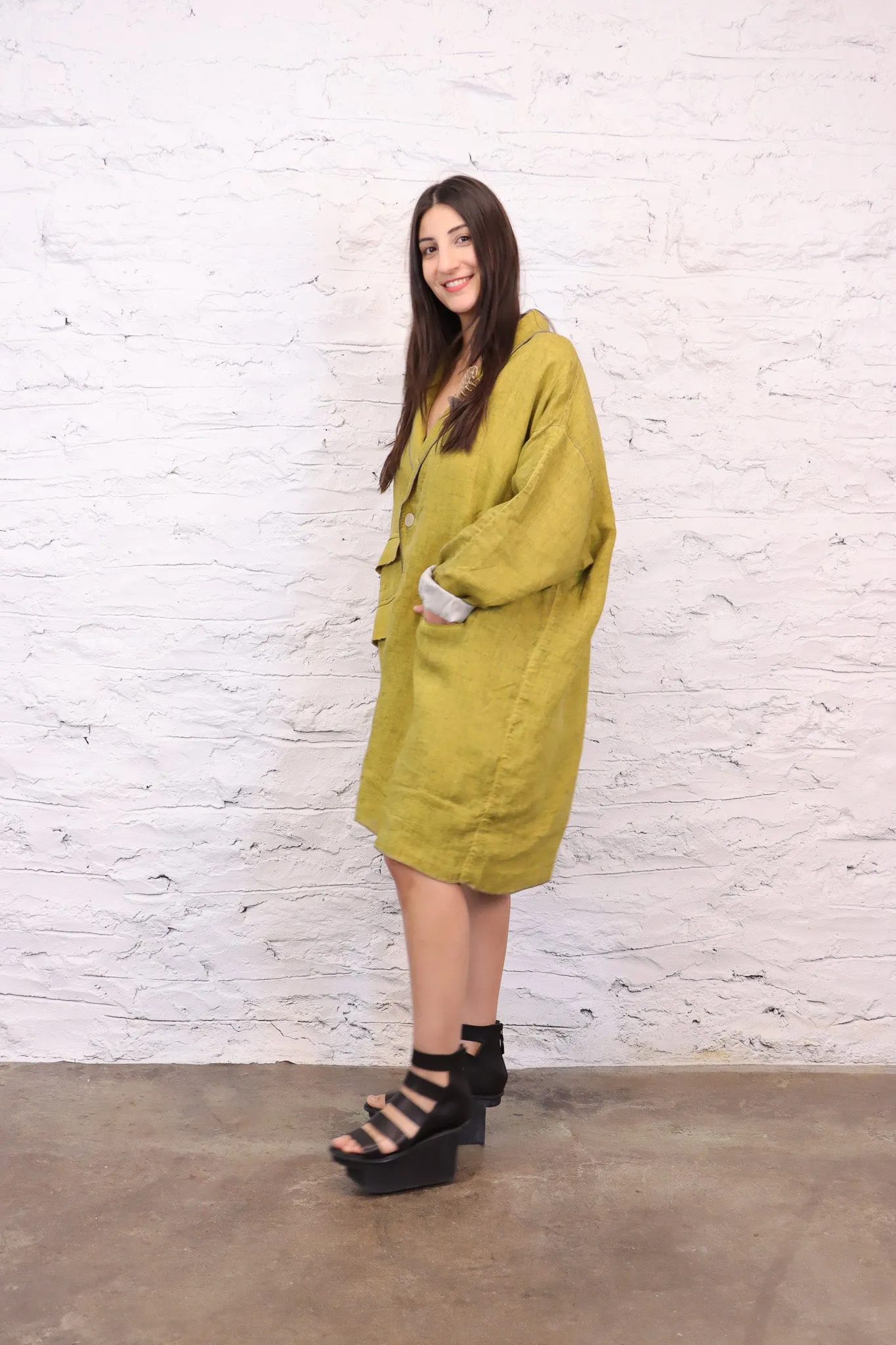 Umit Unal Yellow Linen Coat