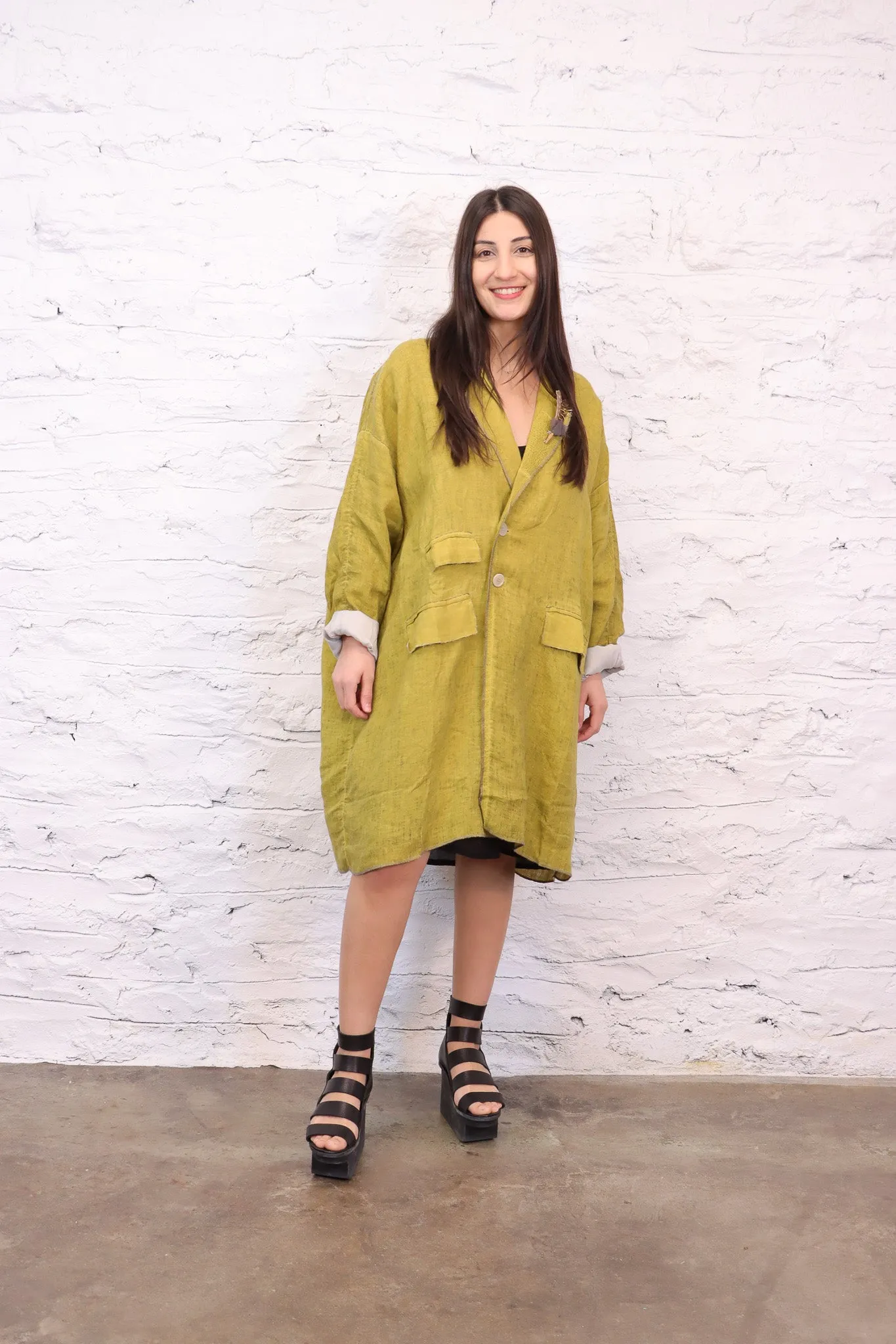 Umit Unal Yellow Linen Coat