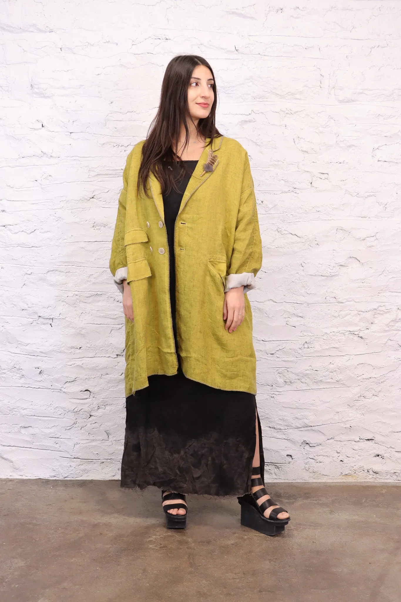 Umit Unal Yellow Linen Coat