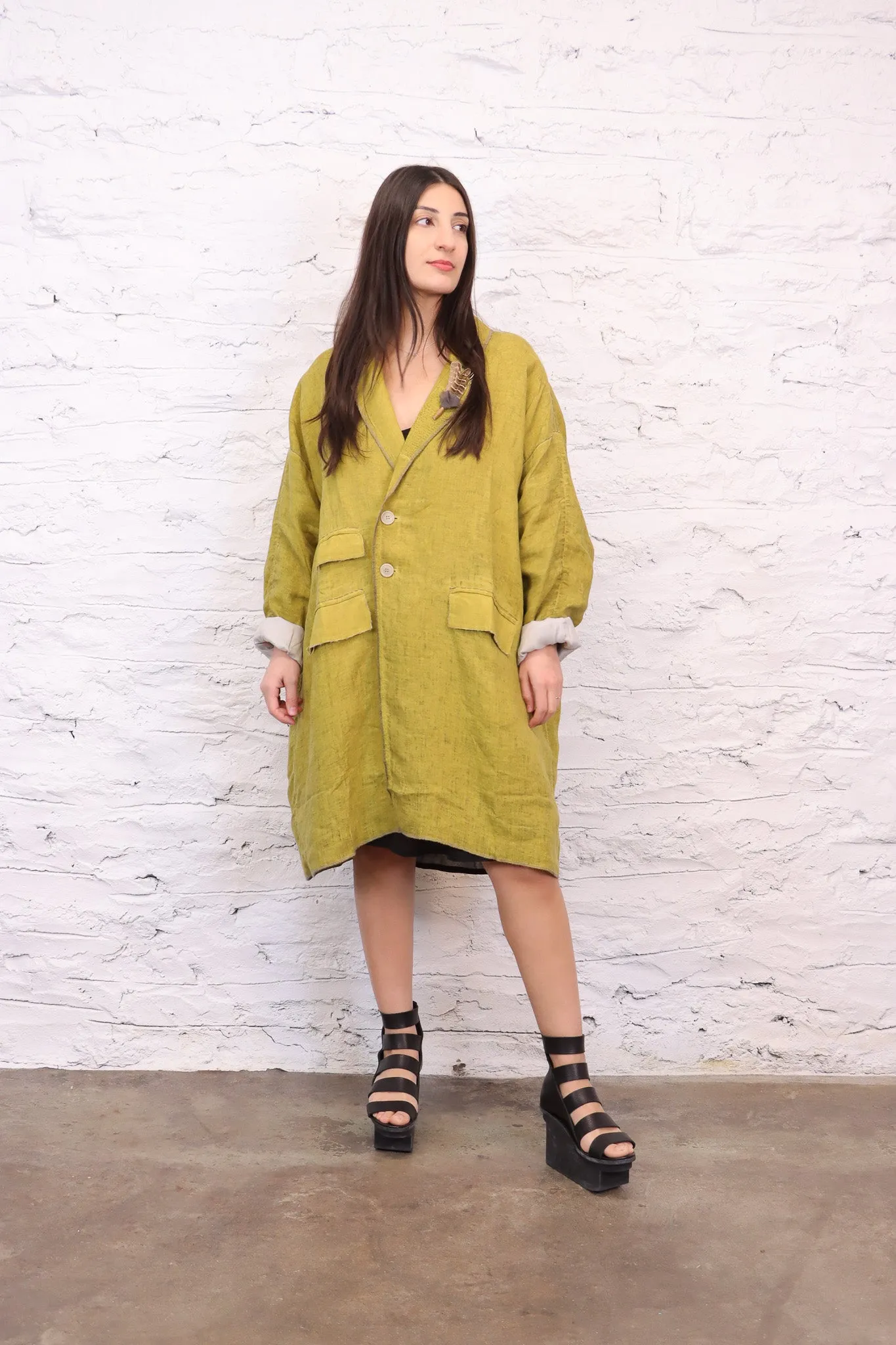 Umit Unal Yellow Linen Coat