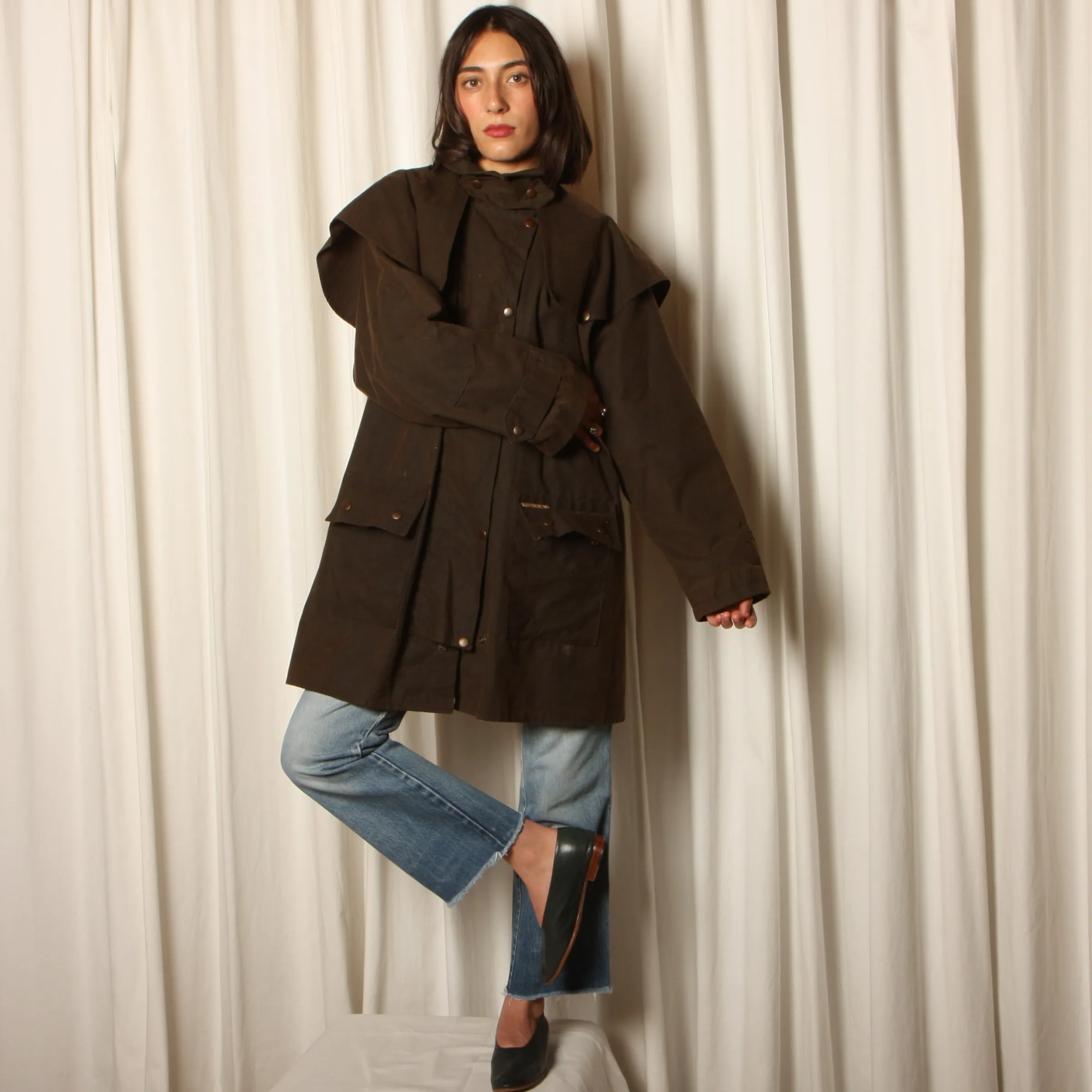 Vintage 80's Australian Oilskin Drover's Trench Coat