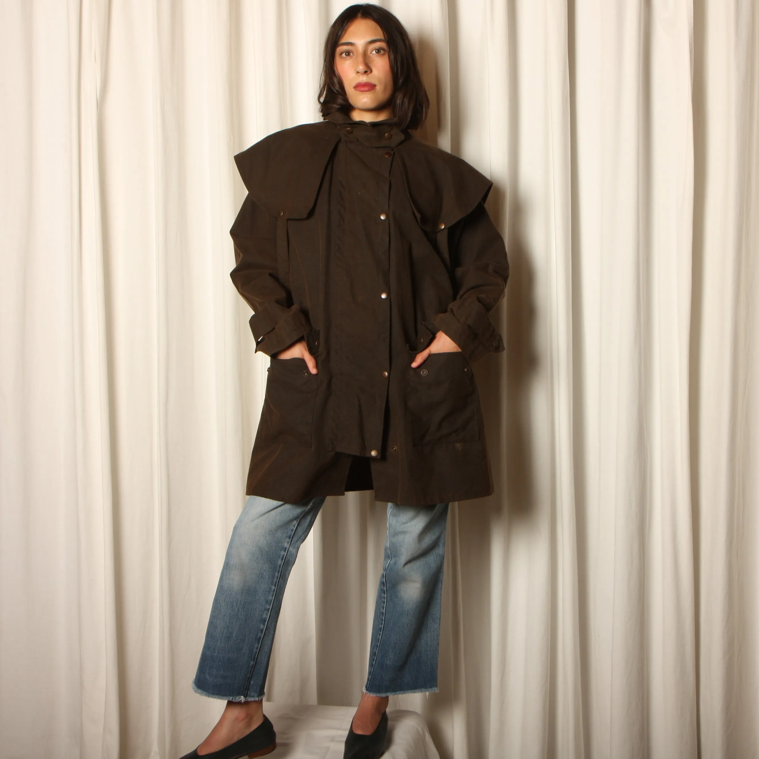 Vintage 80's Australian Oilskin Drover's Trench Coat