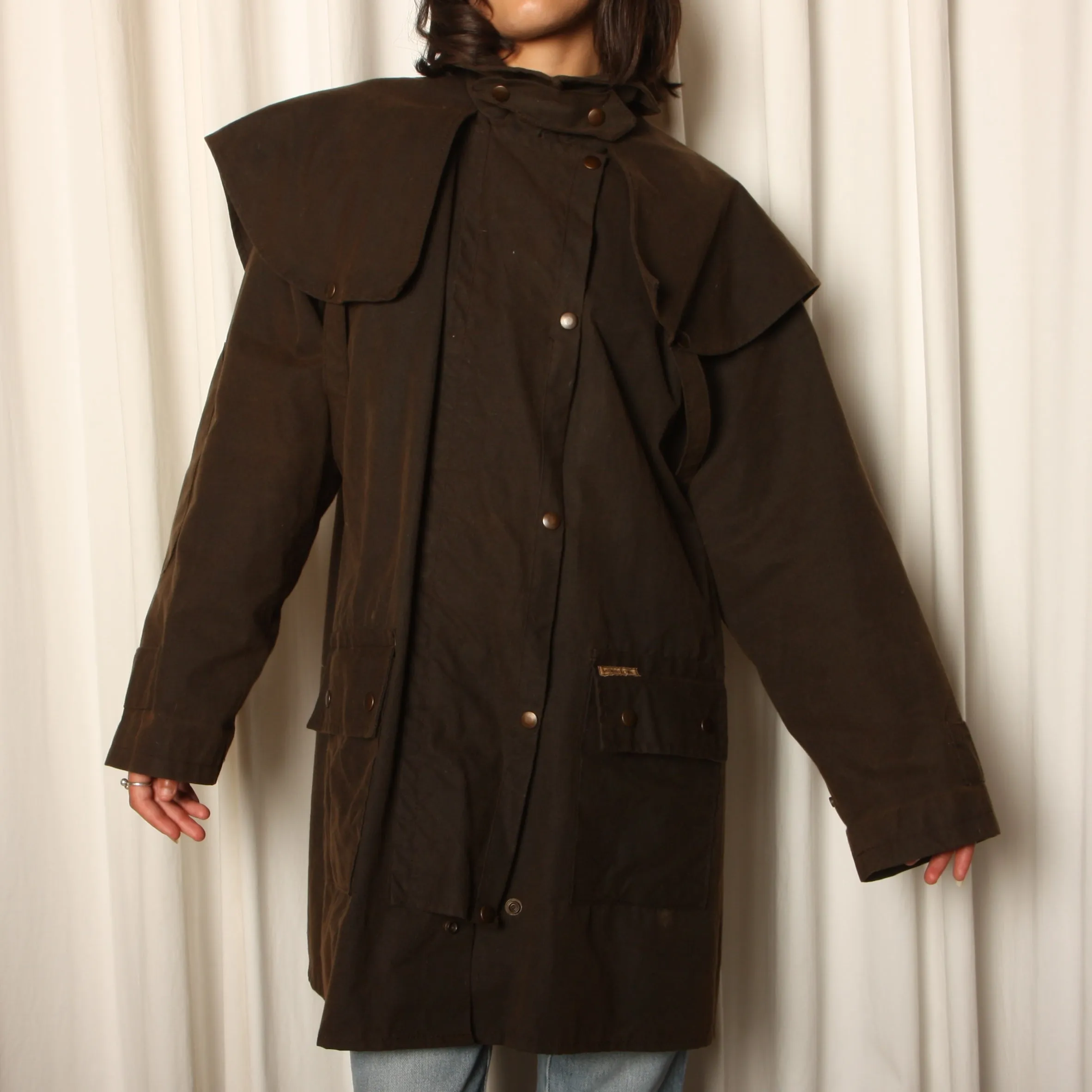 Vintage 80's Australian Oilskin Drover's Trench Coat