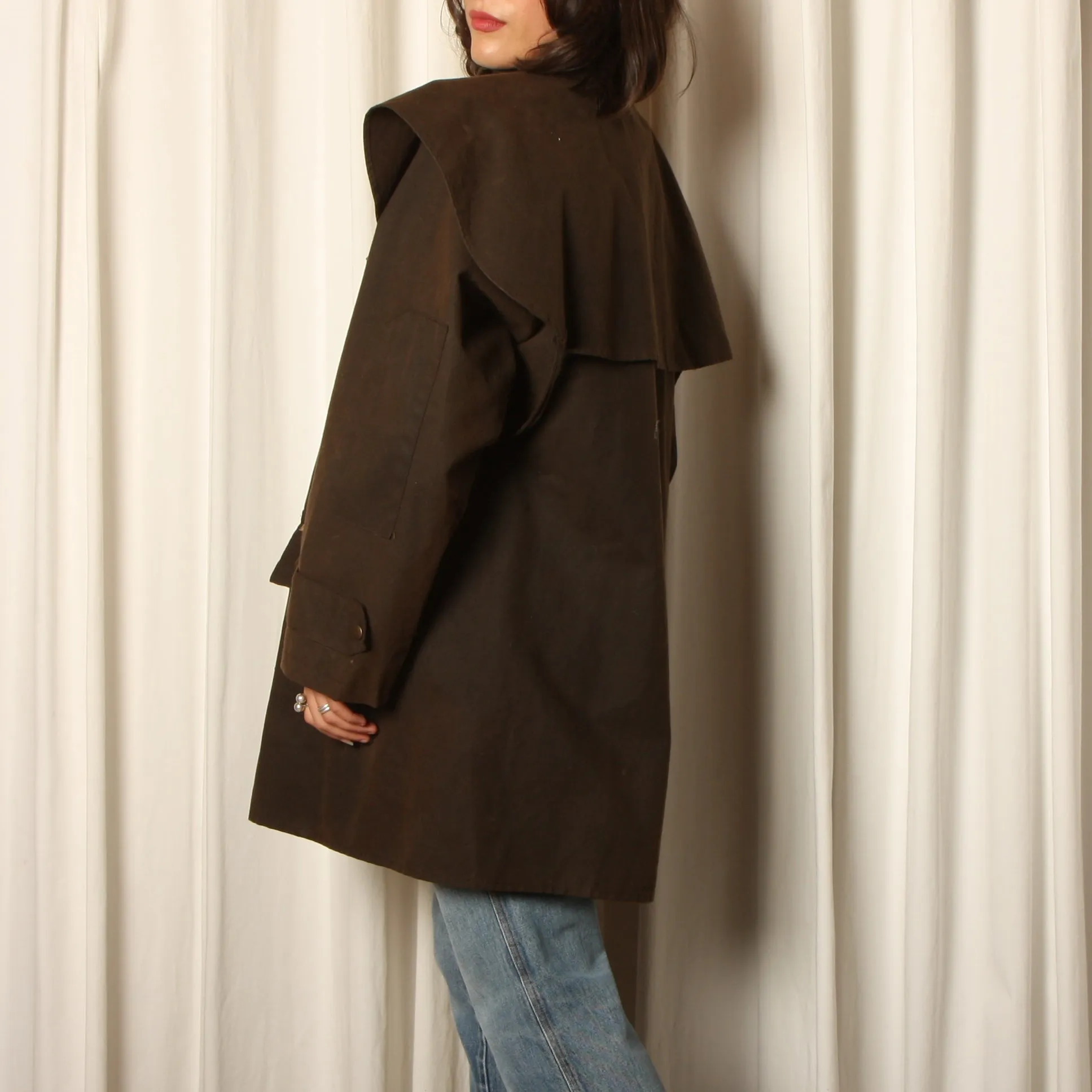 Vintage 80's Australian Oilskin Drover's Trench Coat