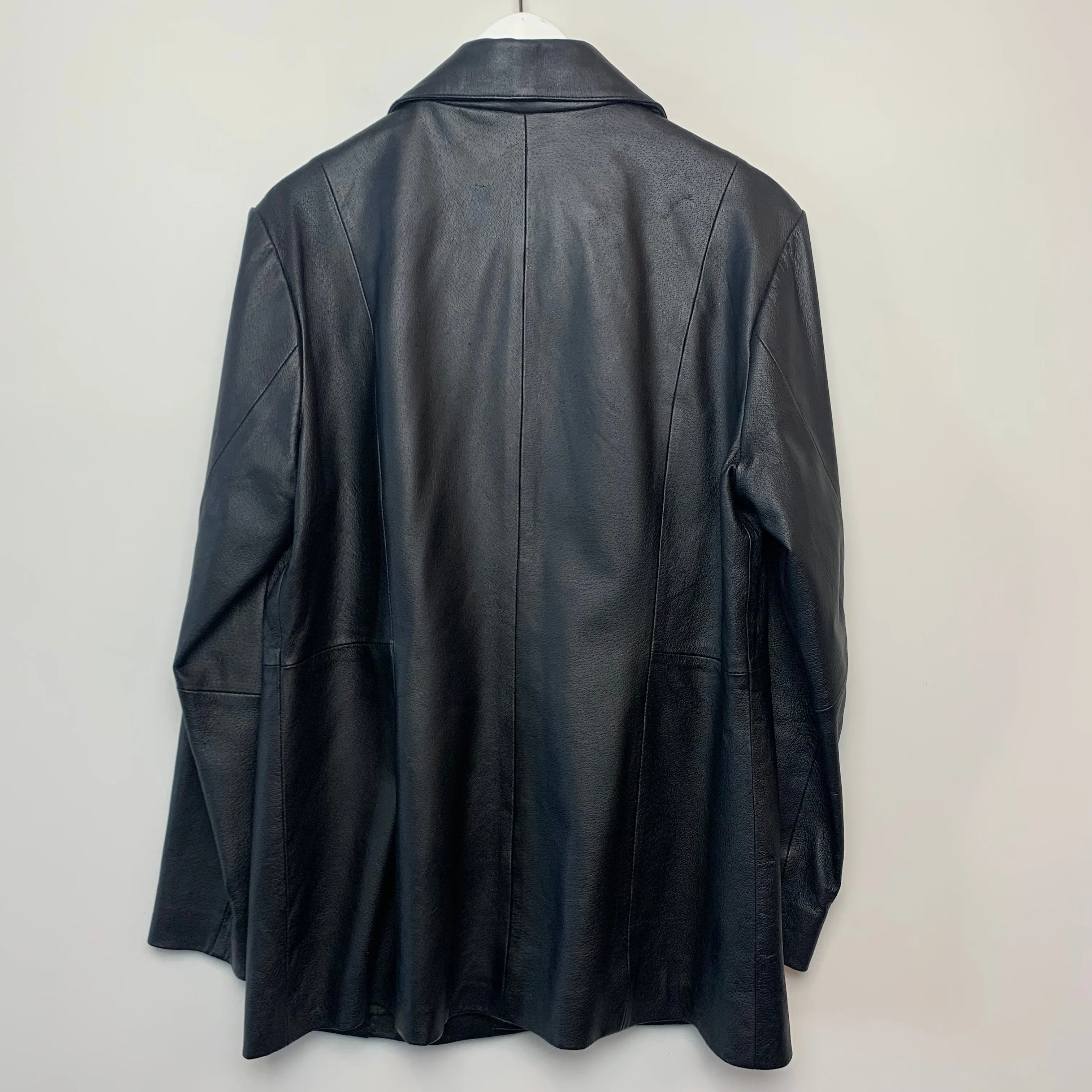 Vintage 90s Tribeca Studio Black Leather Blazer Jacket Large