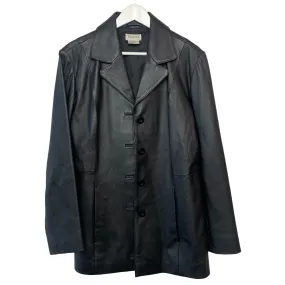 Vintage 90s Tribeca Studio Black Leather Blazer Jacket Large