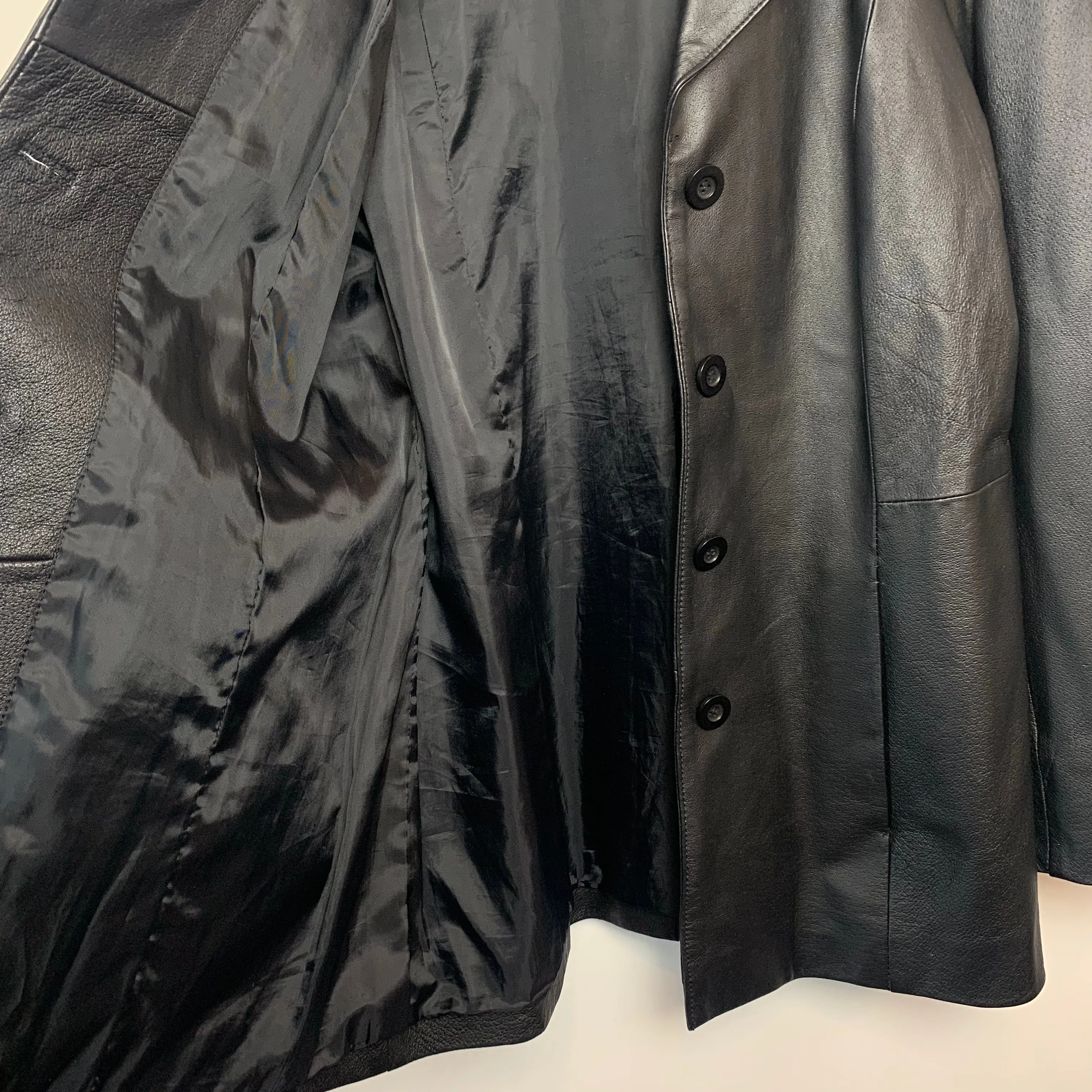Vintage 90s Tribeca Studio Black Leather Blazer Jacket Large