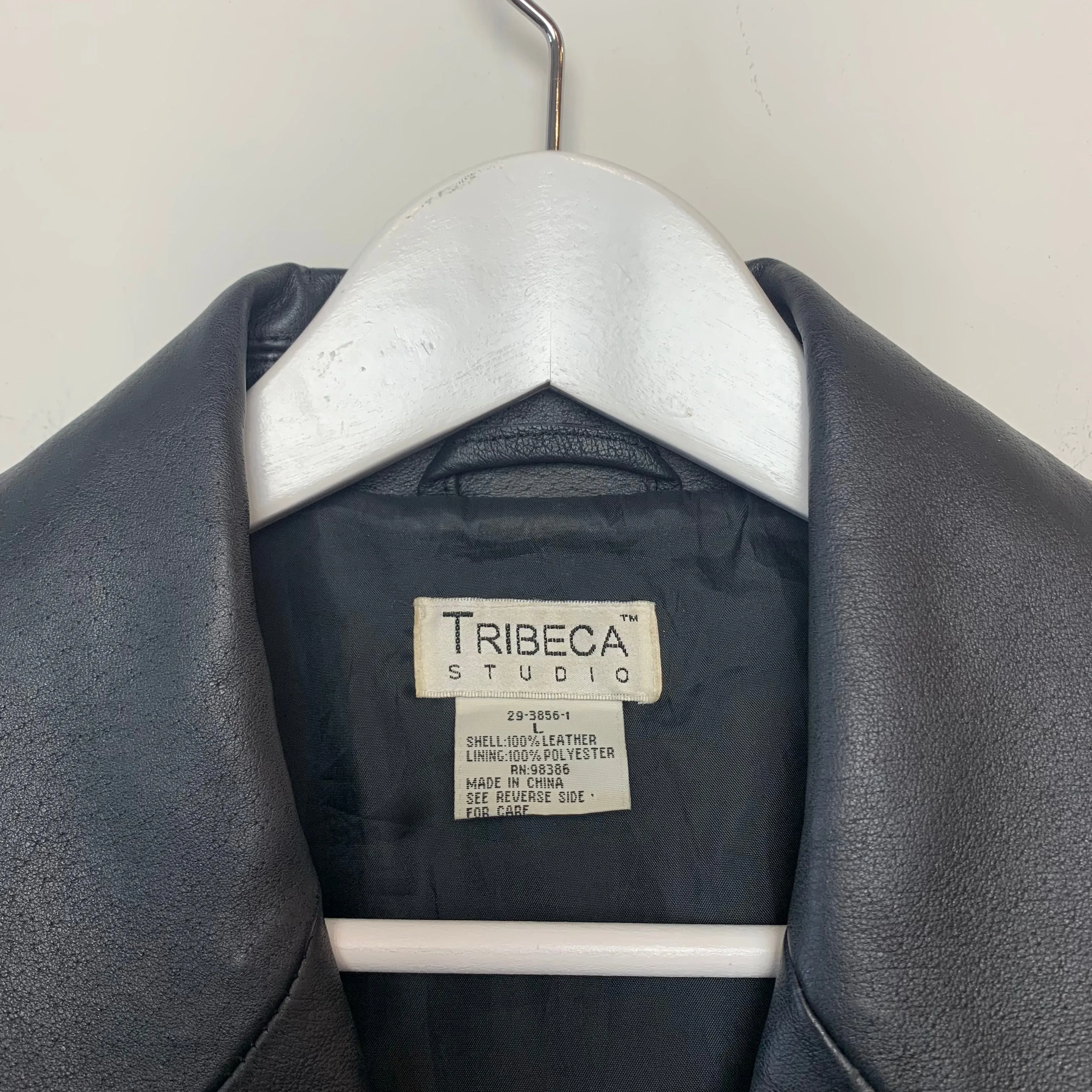 Vintage 90s Tribeca Studio Black Leather Blazer Jacket Large