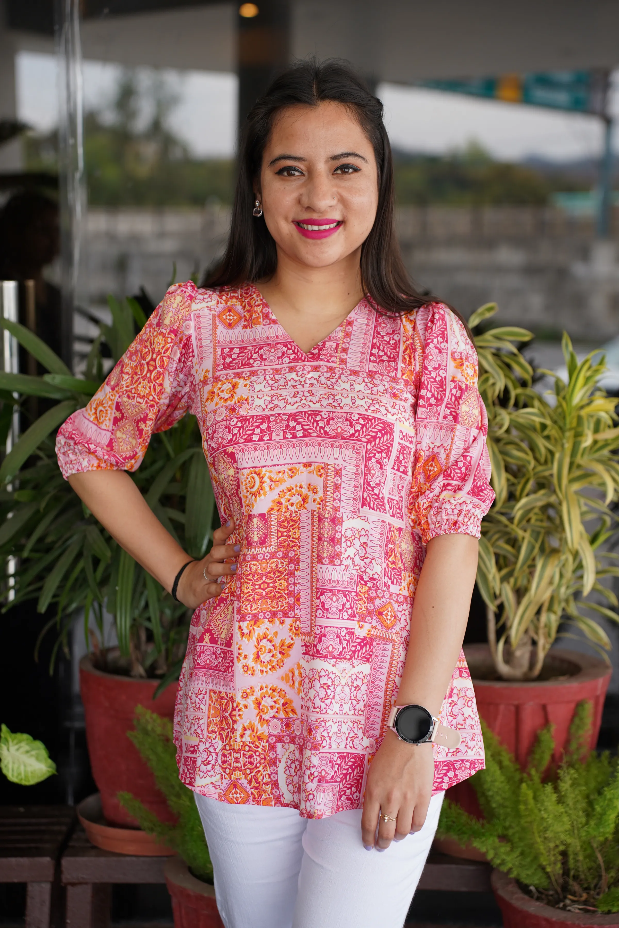 Whimsical Pink Printed Top