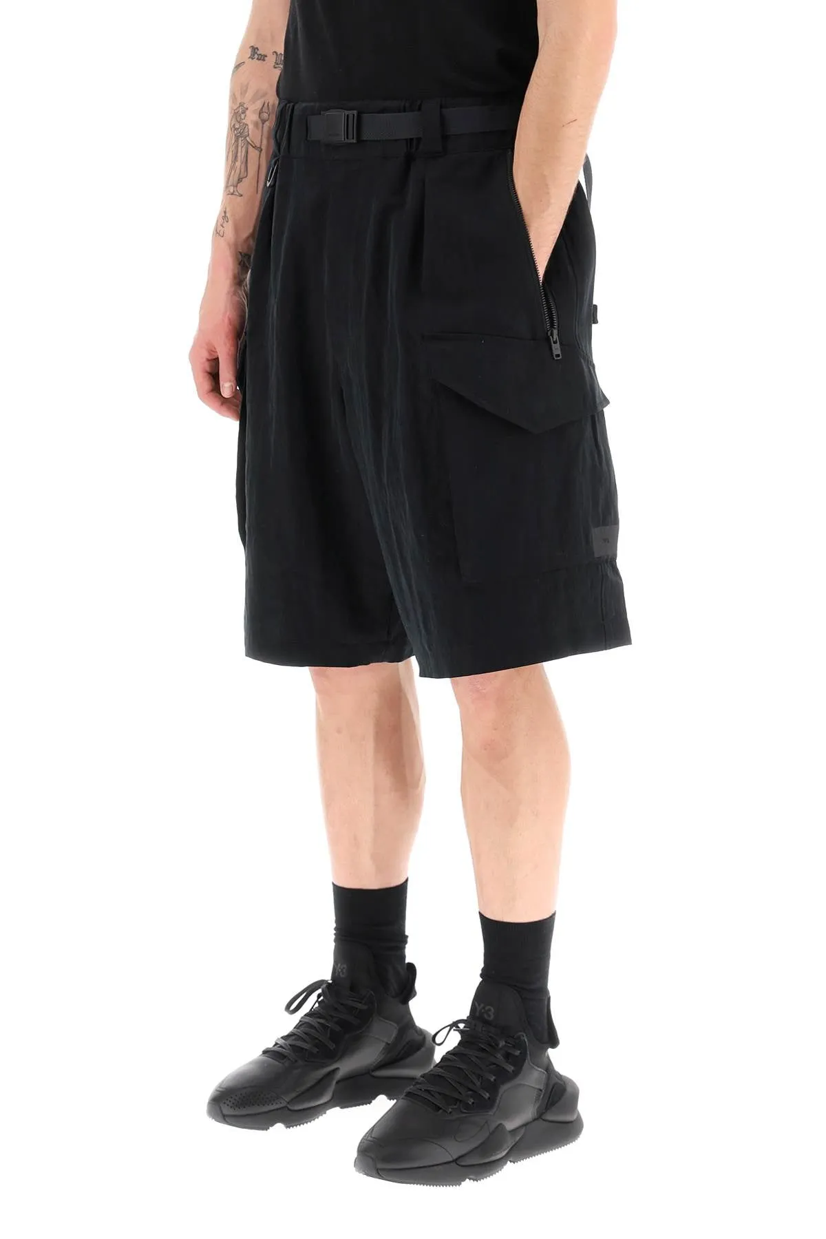 Y-3 cargo shorts with fixed belt