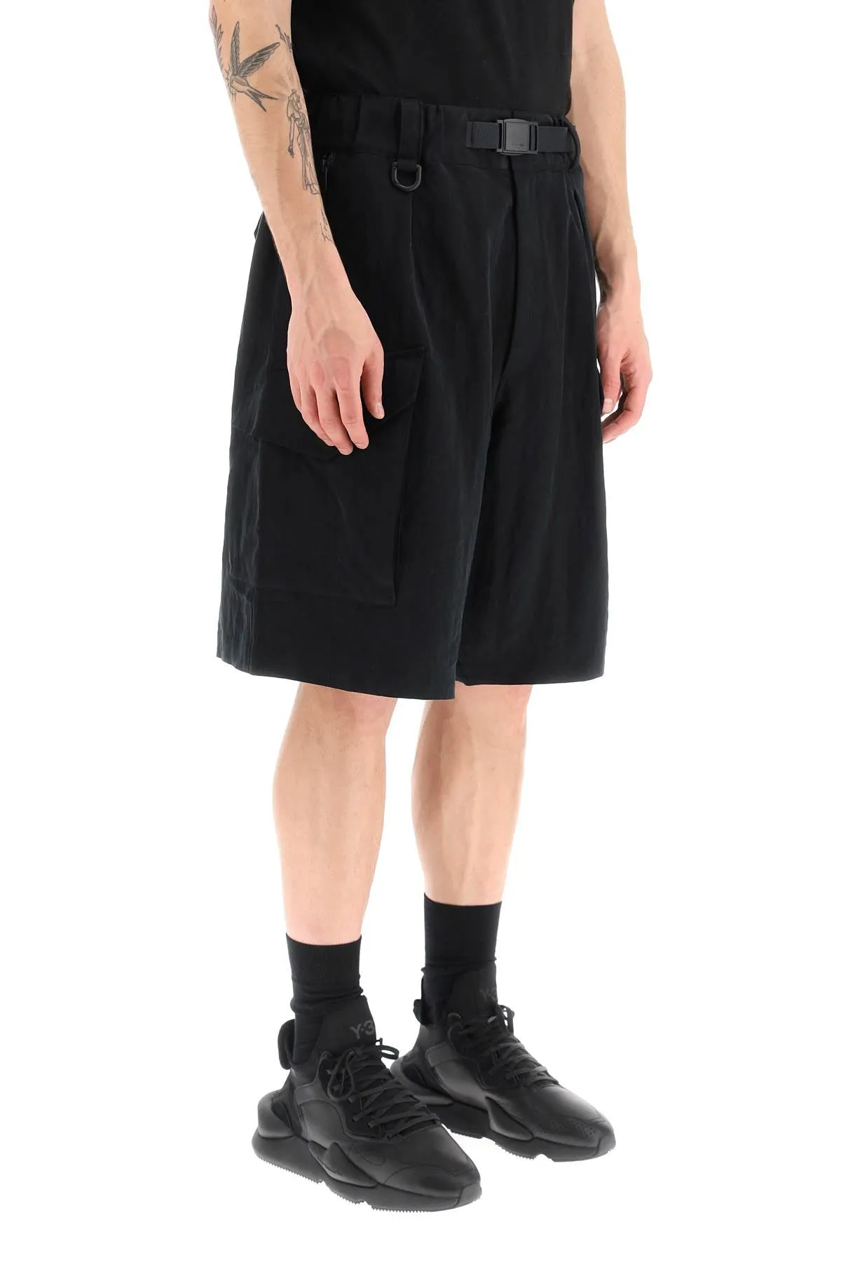 Y-3 cargo shorts with fixed belt